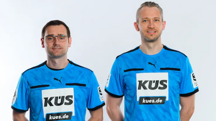 Schiedsrichter Große und Hornuff im Portrait 