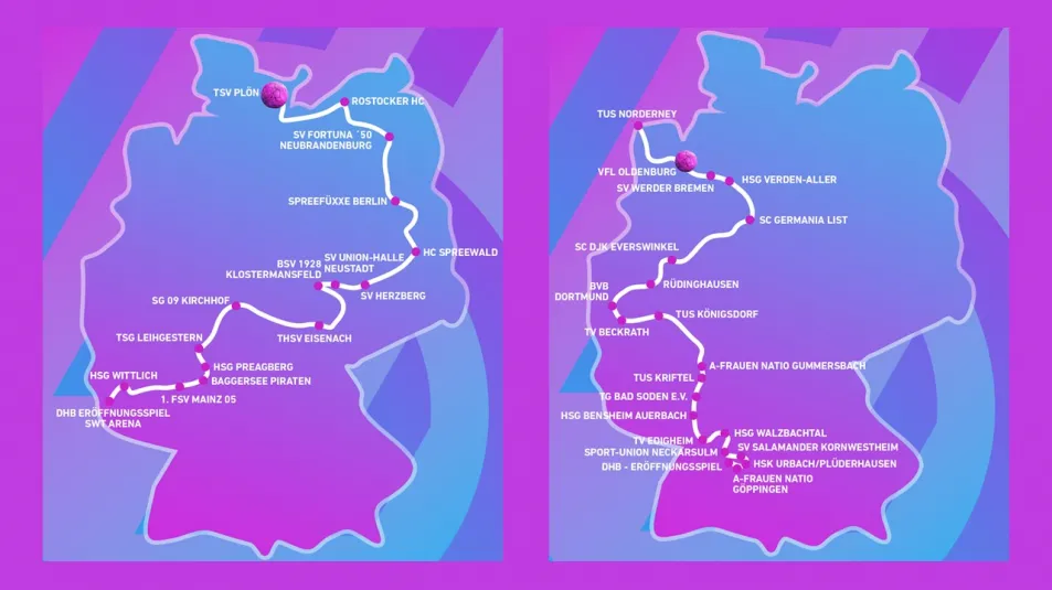WM Bälle auf Tour Routen