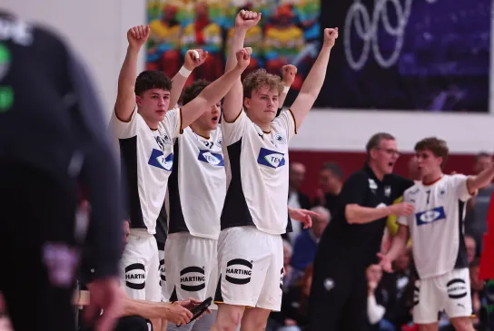 Jubel bei der U20 männlich nach dem Sieg gegen Norwegen. - Foto: René Weiss